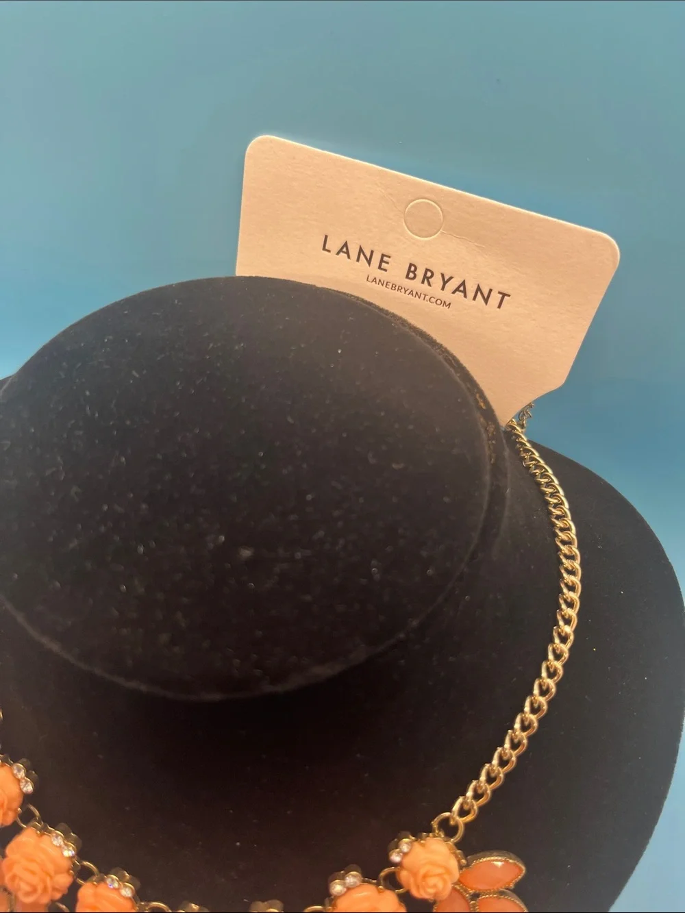 #0018 Lane Bryant Coral Floral Statement Necklace